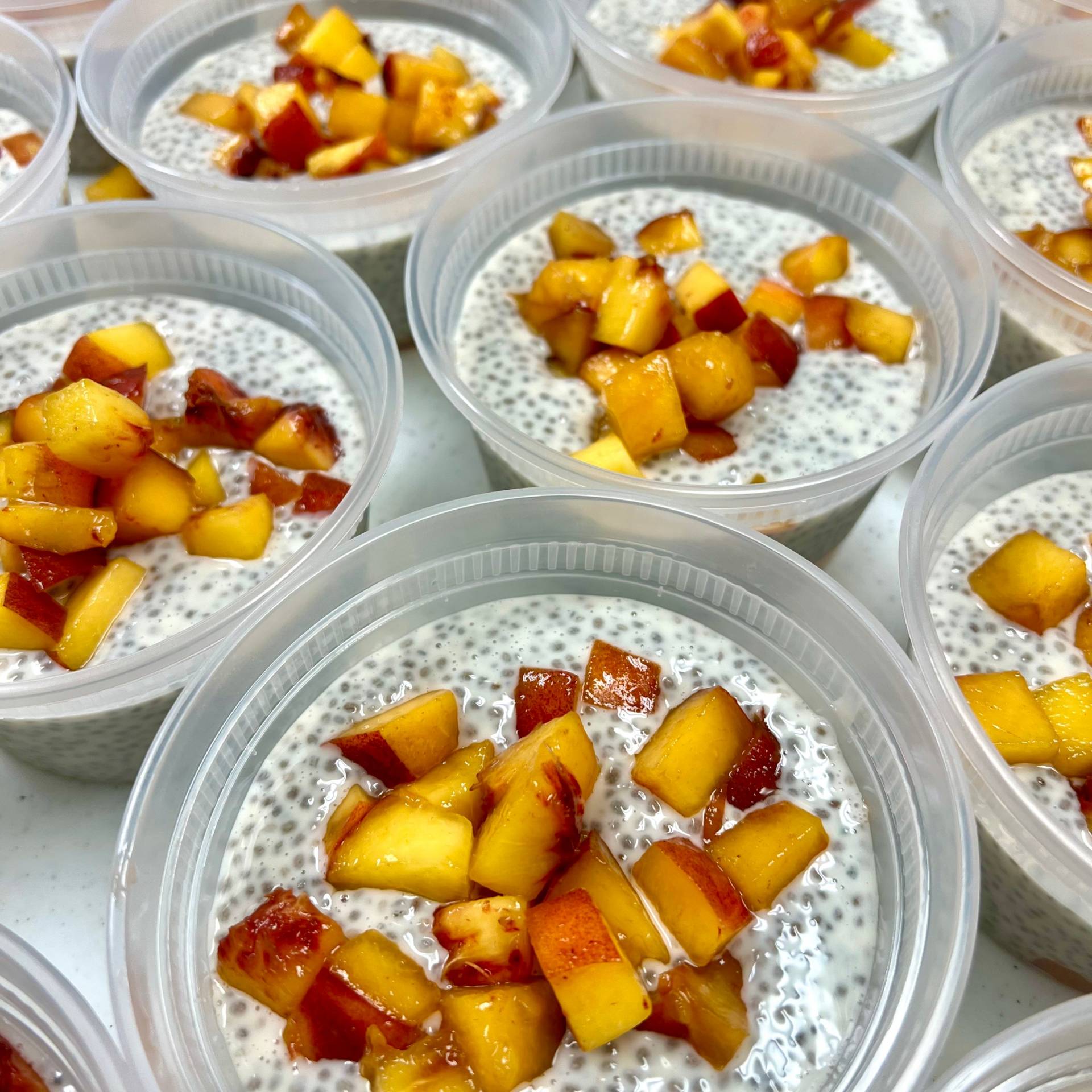 Peaches and Cream Chia Protein Pudding