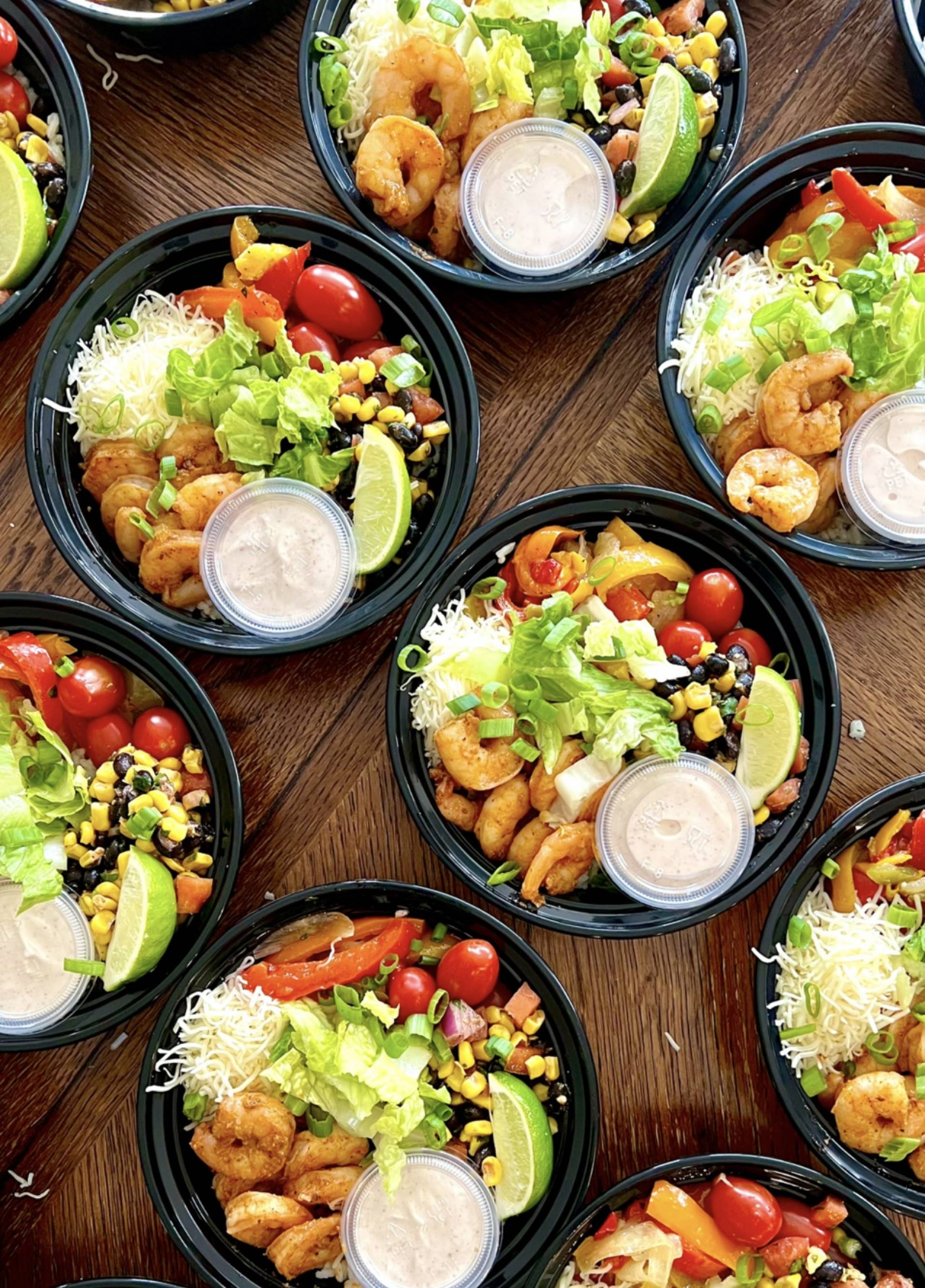 Loaded Burrito Bowl with Grilled Shrimp