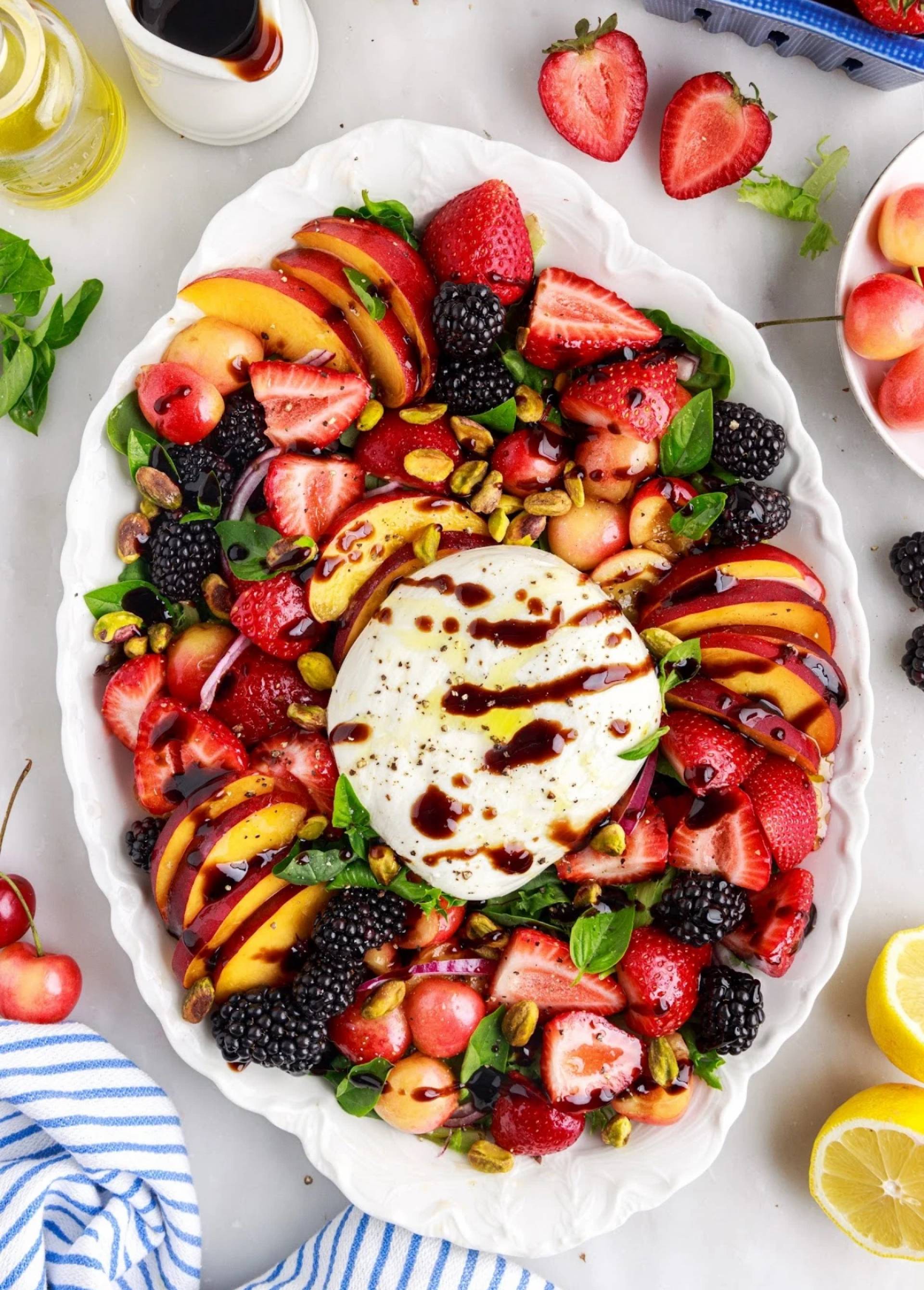 Vegetarian Grilled Peach Burrata Caprese