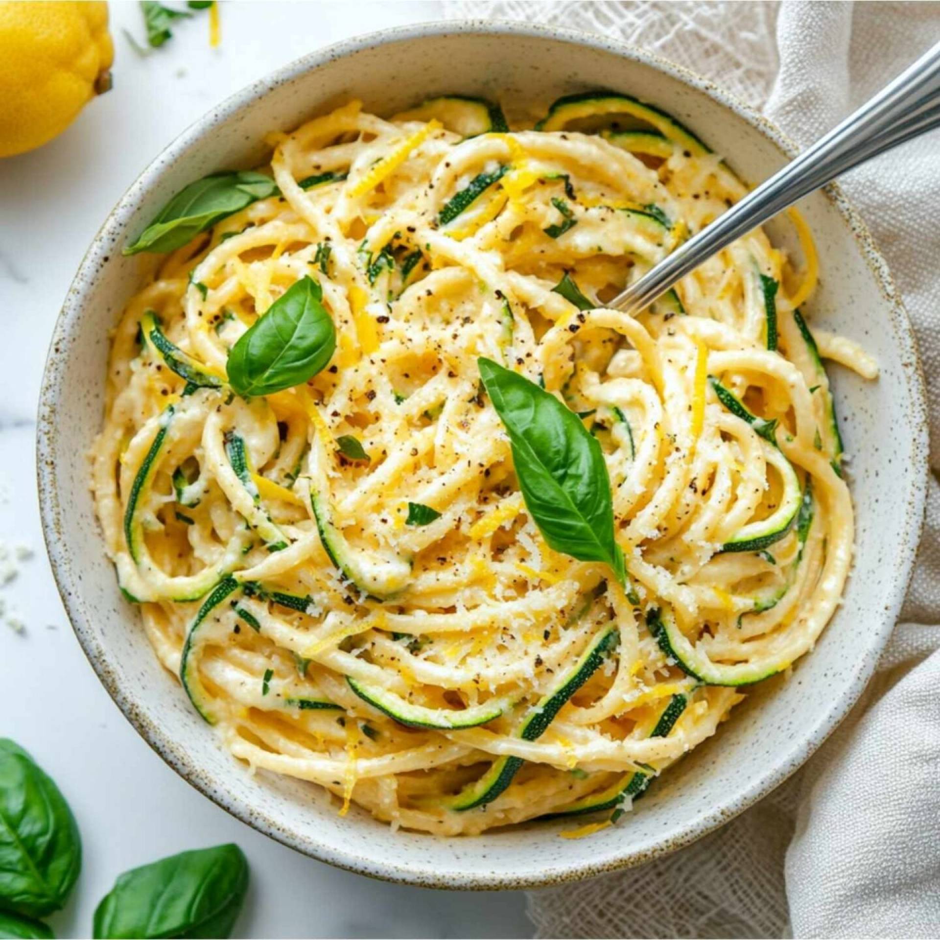 Creamy Lemon Pasta with Zucchini