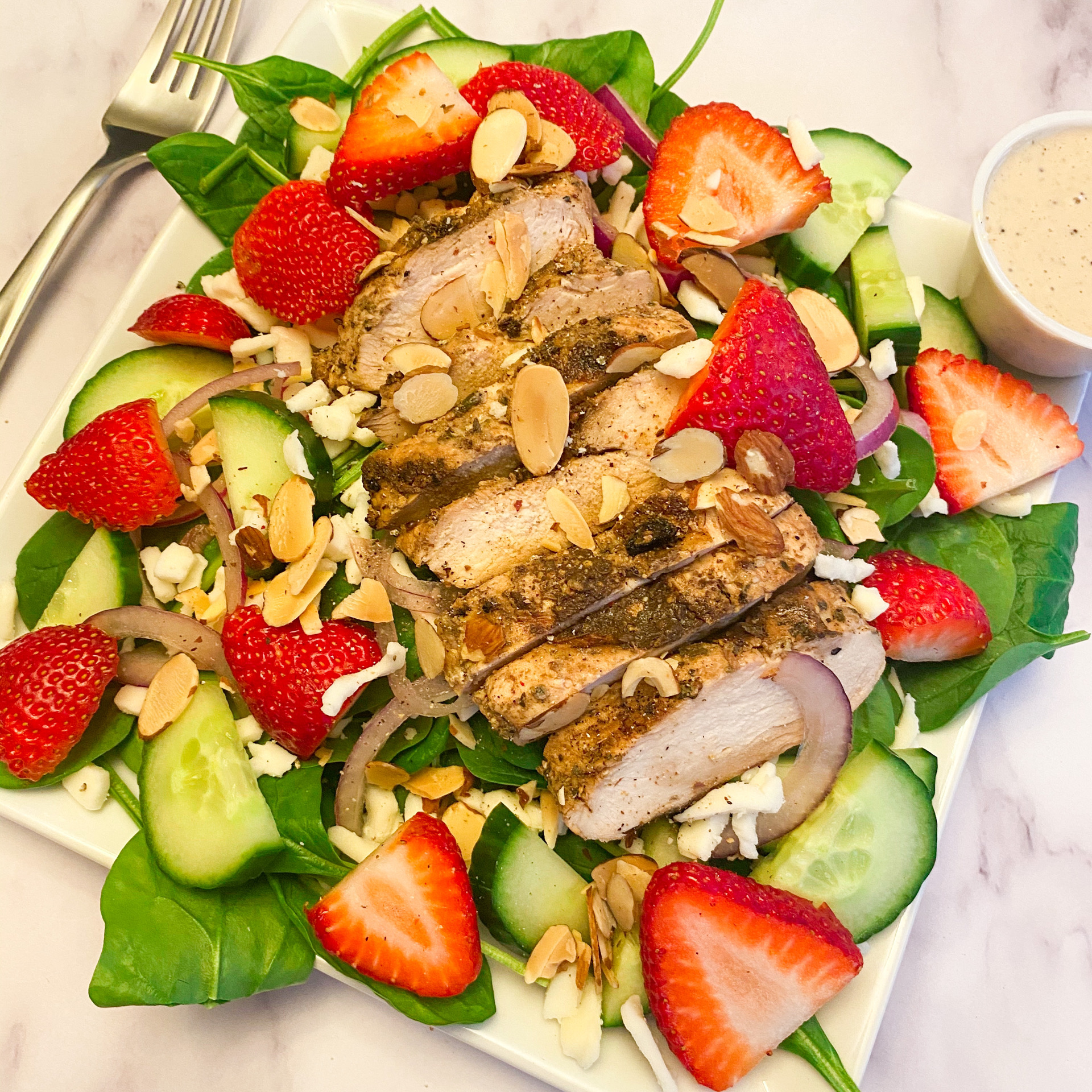 Spinach Strawberry Salad with Balsamic Grilled Chicken