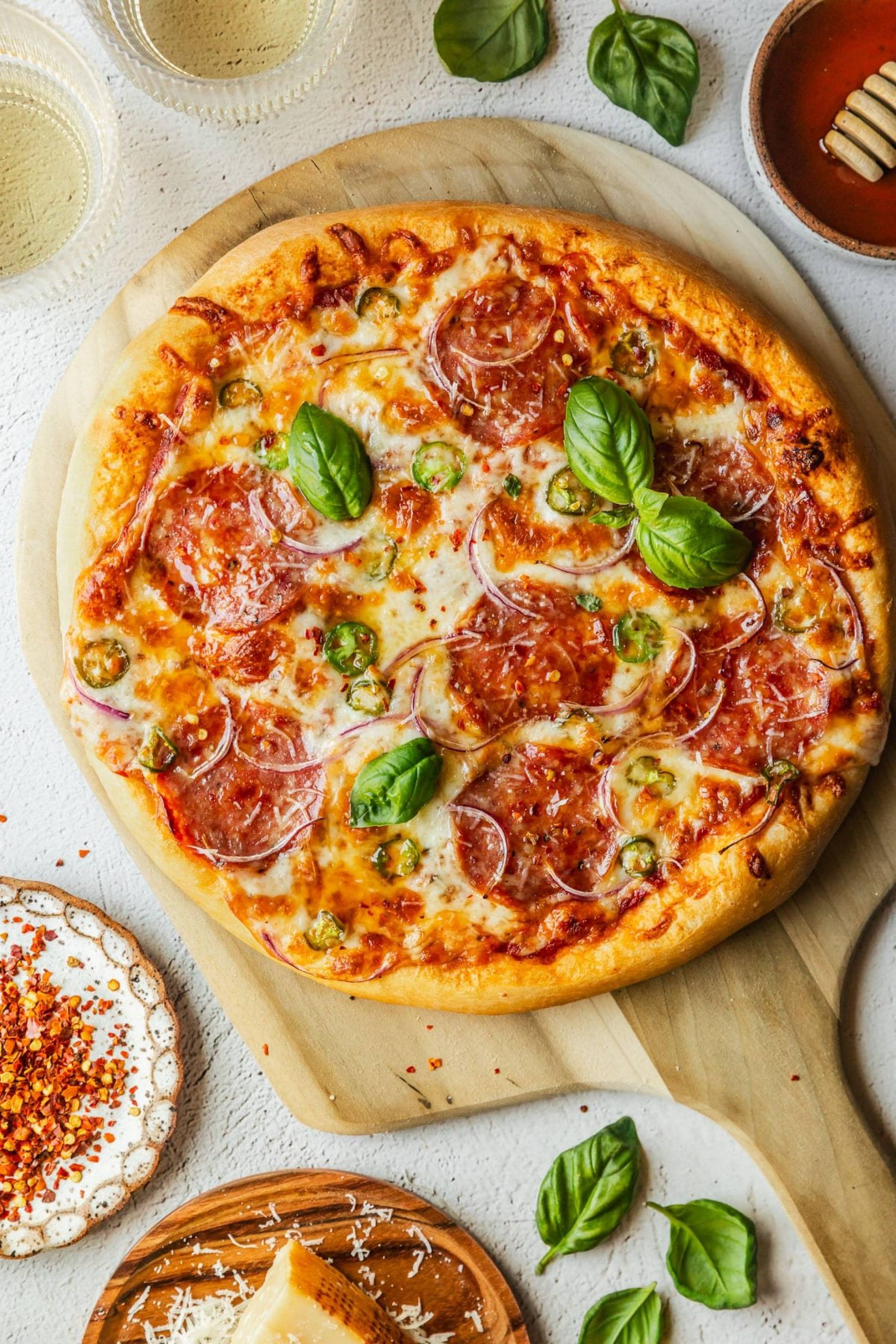 Hot Honey Soppressata Chicken Crust Pizza