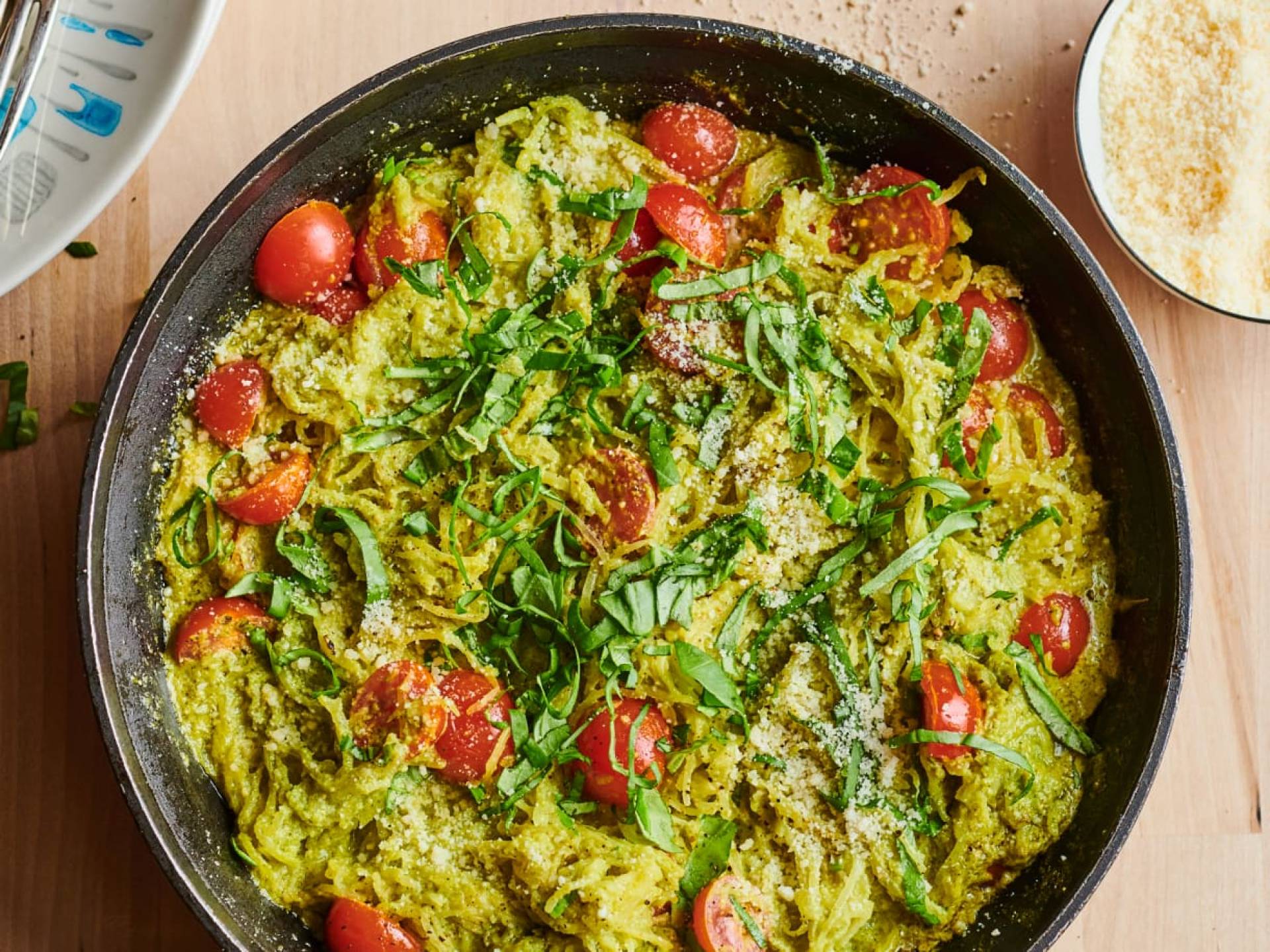 Vegetarian Lemon Pesto Spaghetti Squash Bowl