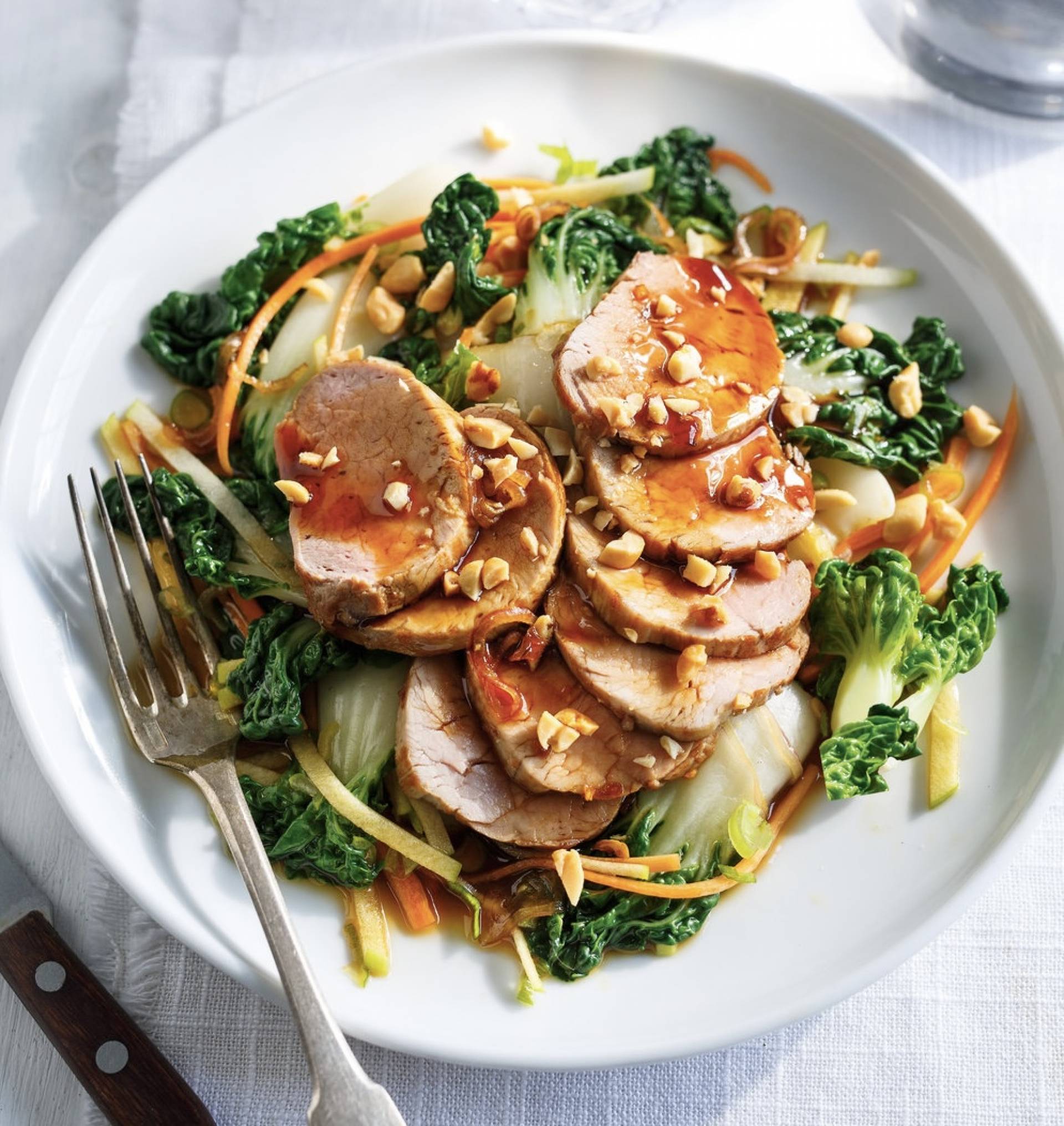 Grilled Pork Tenderloin Noodle Bowl with Bok Choy
