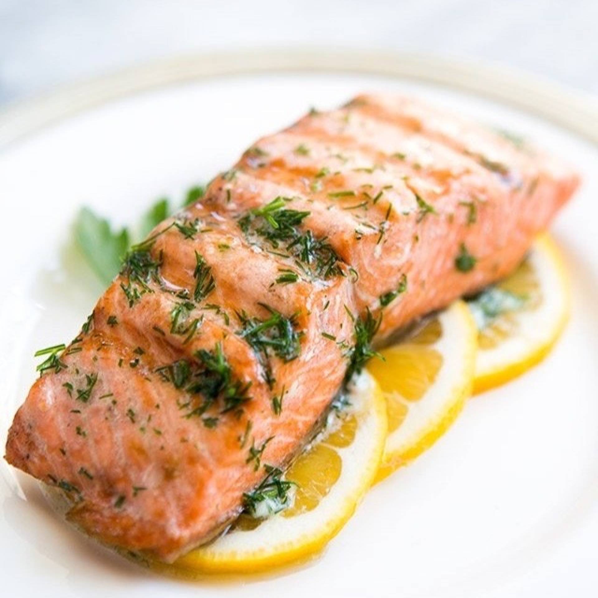 Lemon Dill Salmon with Shaved Brussels Salad & Brown Rice