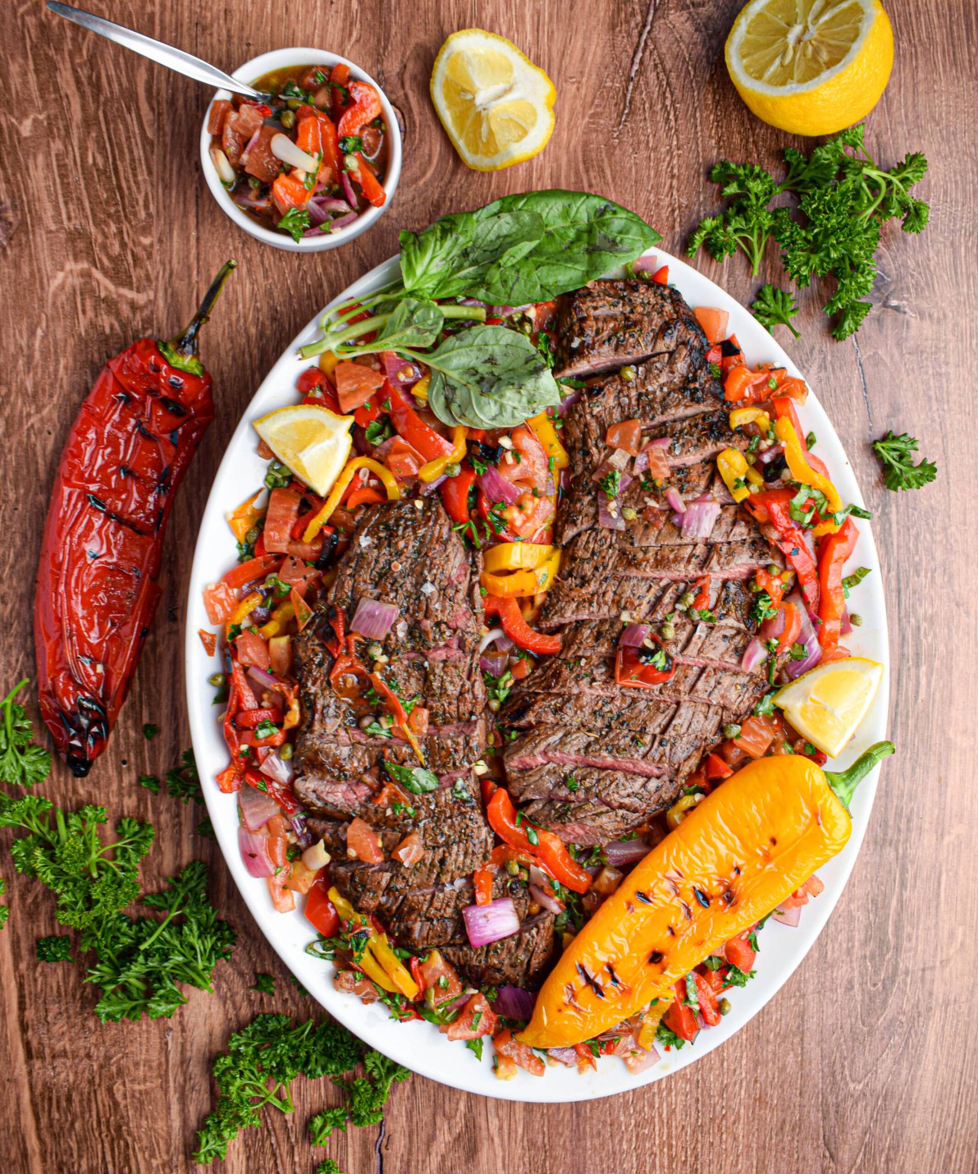 Zesty Garlic Flank Steak & Pepper Bowl