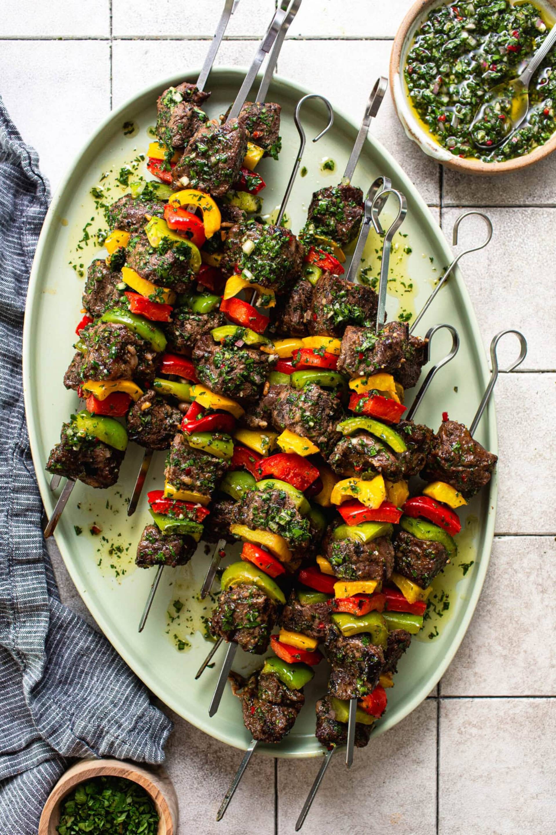 Chimichurri Steak Kabobs & Sweet Potato
